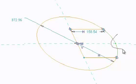 Completed segment in Creo Parametric sketch