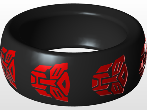Transformers ring with engraved logo