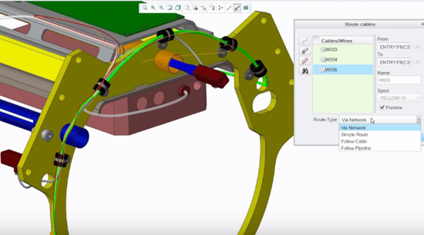 Routing cabling during 3D design