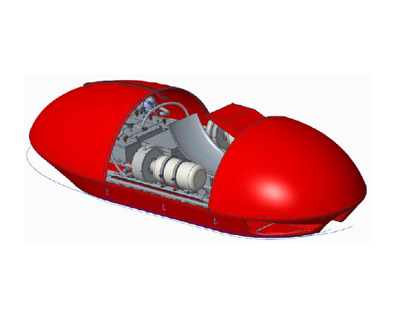 Model of hyperloop pod designed in Creo