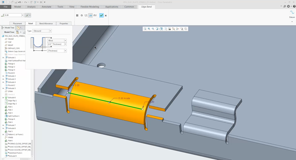 Flexible modeling features can be used in sheet metal