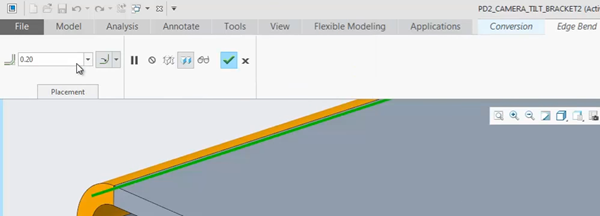Ribbon appears when mouse hovers over top of full geometry screen