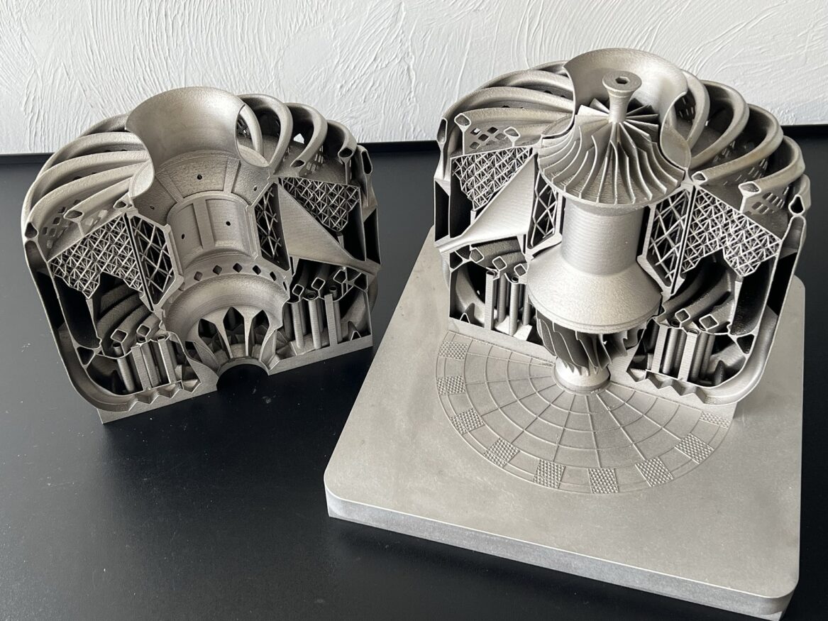 The Pre-Assembled Turbojet Engine showcases the possibilities of 3D printing in the aerospace industry.