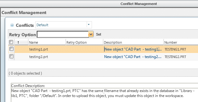 Sample conflict message
