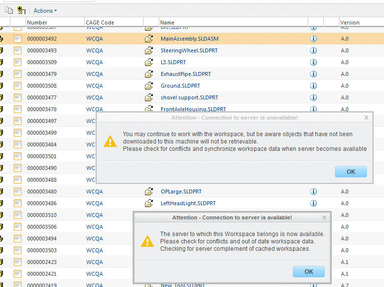 Sample error messages