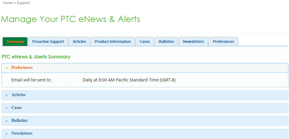 Manage Your PTC eNews and Alerts